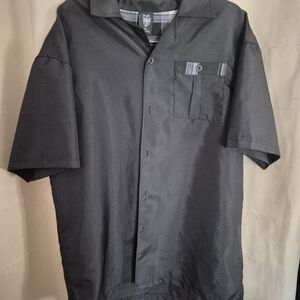 Men's Black Short Sleeve Button Down Shirt